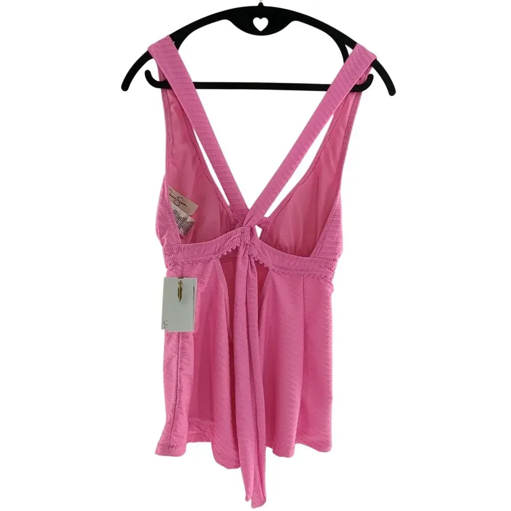 Jessica Simpson Pink Tankini Swim Top Size Large - Picture 4 of 8
